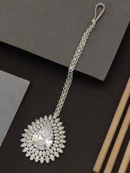 Abdesigns - Stylish Silver Plated American Diamond Maangtikka