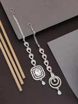 Abdesigns - Silver Plated White American Diamond Studded Maangtikka (Pack of 2)