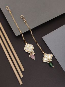 Abdesigns - Gold Plated Multi-Color Polki Studded Maangtikka (Pack of 2)