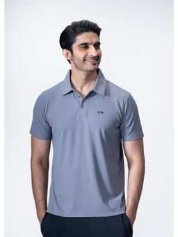 STRCH - Men Grey Solid Classic Polo T-shirt