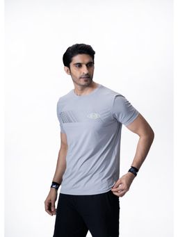 STRCH - Men Grey Nylon Round Neck Graphic Printed T-shirt