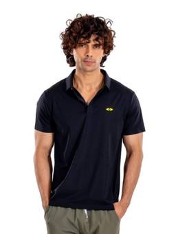 STRCH - Men Black Solid Nylon Polo T-shirt