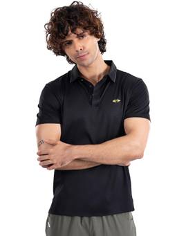 STRCH - Men Black Reflect Pro Nylon Polo T-shirt