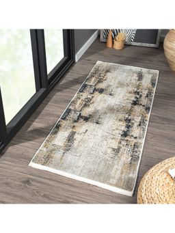 OBSESSIONS - Power Loomed Anti Static Bedside Runner, Cream & Black (2.5x5 Feet)