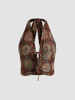 Cider - Boho Paisley Halter Tank Top