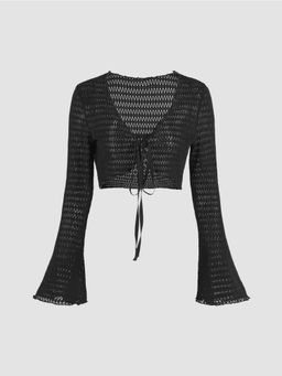 Cider - Solid Texture Crop Cardigan