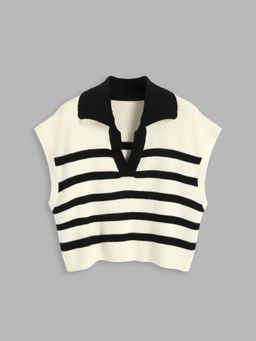 Cider - Knit Striped Polo Vest
