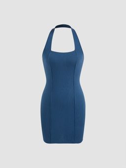 Cider - Halter Neckline Stitch Mini Dress