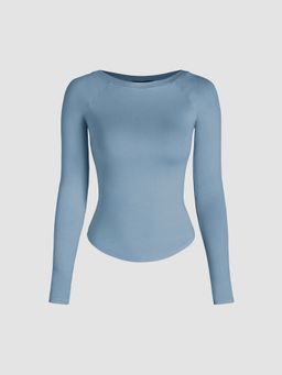 Cider - Round Neckline Solid Long Sleeve Tee