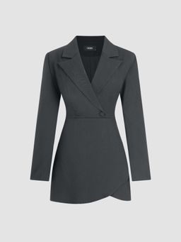 Cider - Collar Solid Button Mini Dress