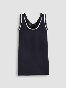 Cider - U-neckline Tassel Knitted Mini Dress