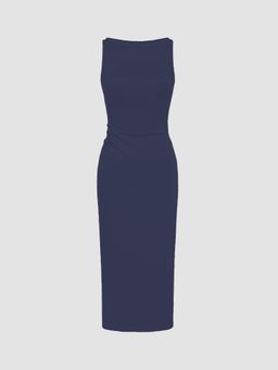 Cider - Jersey Solid Sleeveless Zipper Midi Dress