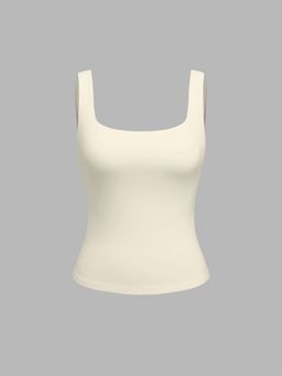 Cider - Contour Double Layered Square Neck Solid Tank Top