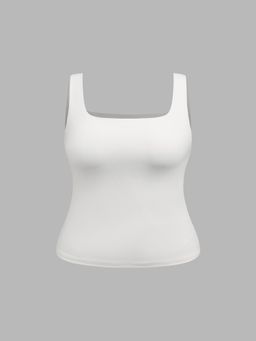 Cider - Contour Double Layered Square Neck Solid Tank Top Curve & Plus