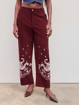 Cider - Mid Rise Paisley Pocket Straight Leg Trousers