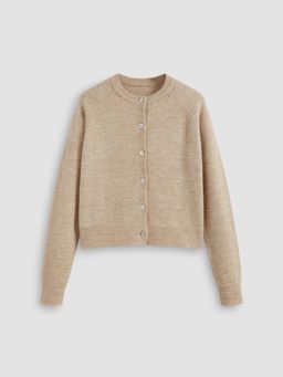 Cider - Knit Round Neckline Solid Cardigan