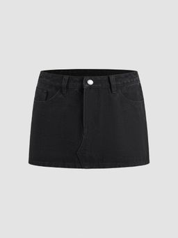 Cider - Denim Low Rise Micro Mini Skirt