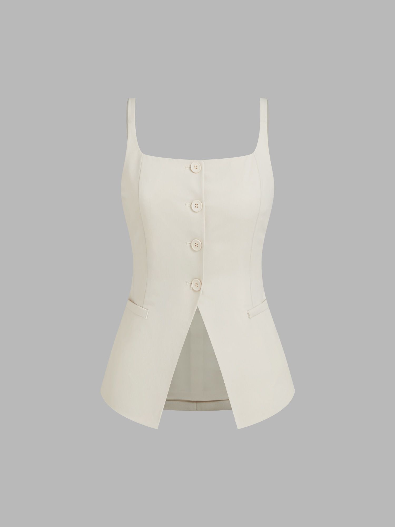 cider Square Neck Solid Button Vest-picture-44