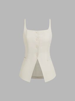 Cider - Square Neck Solid Button Vest