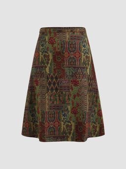 Cider - Mid Rise Aztec Ruffle Midi Skirt