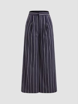 Cider - Mid Rise Striped Pocket Wide Leg Trousers
