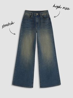 Cider - Stretch Cider Denim High Rise Wide Leg Jeans