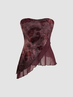 Cider - Jacquard Paisley Asymmetrical Hem Tube Top