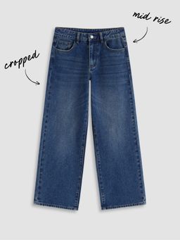 Cider - Denim Mid Rise Straight Leg Cropped Jeans