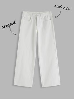 Cider - Denim Mid Rise Straight Leg Cropped Jeans