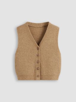 Cider - Knitted V-neck Solid Button Vest