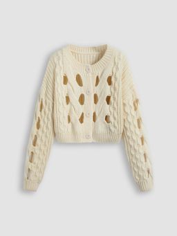 Cider - Cable Knit Hollow Out Cardigan