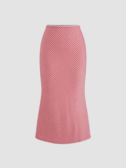 Cider - Mid Rise Gingham Mermaid Maxi Skirt