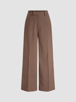 Cider - Mid Rise Houndstooth Pocket Wide Leg Trousers