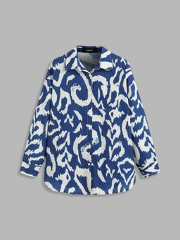Cider - Collar Abstract Long Sleeve Oversized Shirt