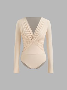 Cider - V-neck Solid Twist Bodysuit