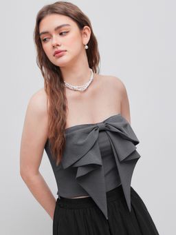 Cider - Solid Bowknot Tube Top