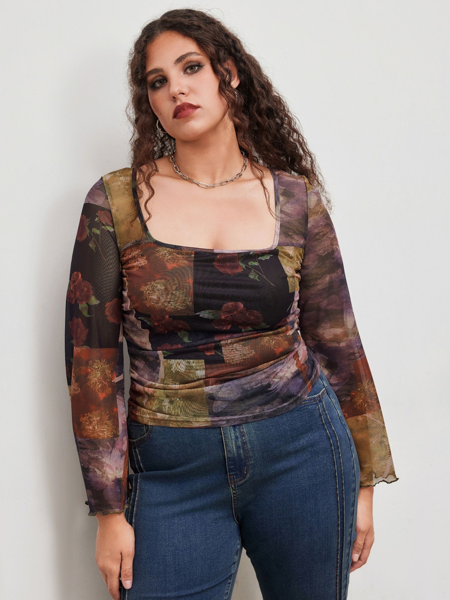 Kashiko Oriental Mesh top 【Kashiko】23fw Mesh Top - Ink Painting