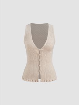 Cider - Knit Solid Button Tank Top