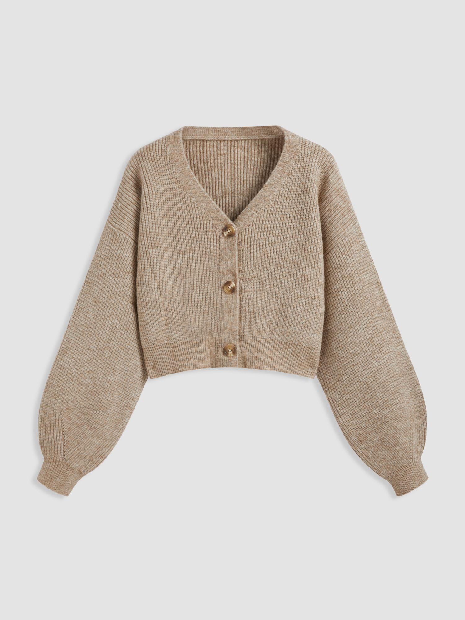 cider Knit V-neck Solid Button Crop Cardigan-picture-15