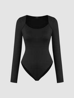 Cider - Square Neck Solid Long Sleeve Bodysuit