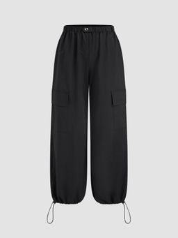 Cider - Cotton-blend Mid Rise Solid Drawstring Pocket Cargo Pants