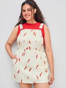 Cider - 100% Cotton Square Neck Pepper Buckle Up Pocket Mini Dress Curve & Plus