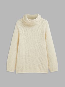 Cider - Mohair Knit High Neck Solid Long Sleeve Oversized Sweater