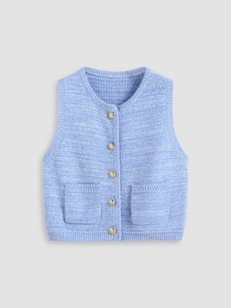 Cider - Cotton-blend Round Neckline Pocket Knitted Vest