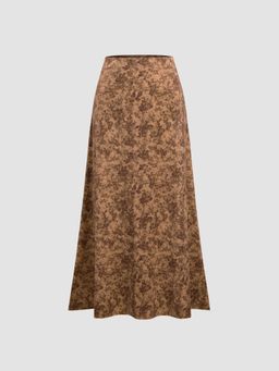 Cider - Velvet Mid Rise Floral Maxi Skirt