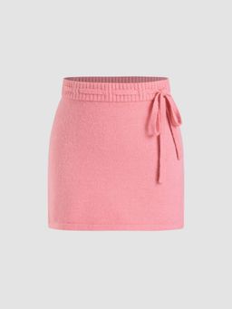 Cider - Low Rise Solid Knotted Mini Dress