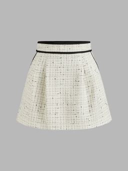 Cider - Tweed Mid Rise Contrasting Binding Pocket Mini Skirt