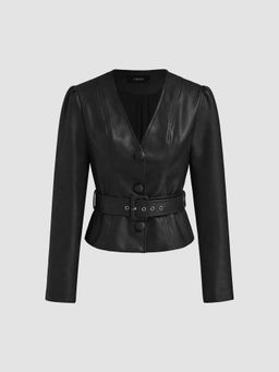 Cider - Faux Leather Jacket With Belt