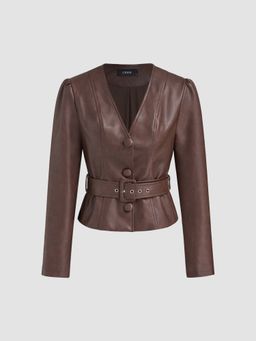 Cider - Faux Leather Jacket With Belt