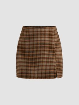 Cider - Mid Rise Checks Zipper Mini Skirt